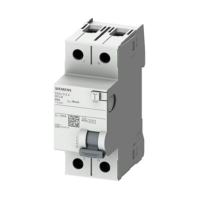 Siemens 5SV5 Kaçak Akım Rölesi 2 Kutuplu 25 A / 30 mA (Monofaze)